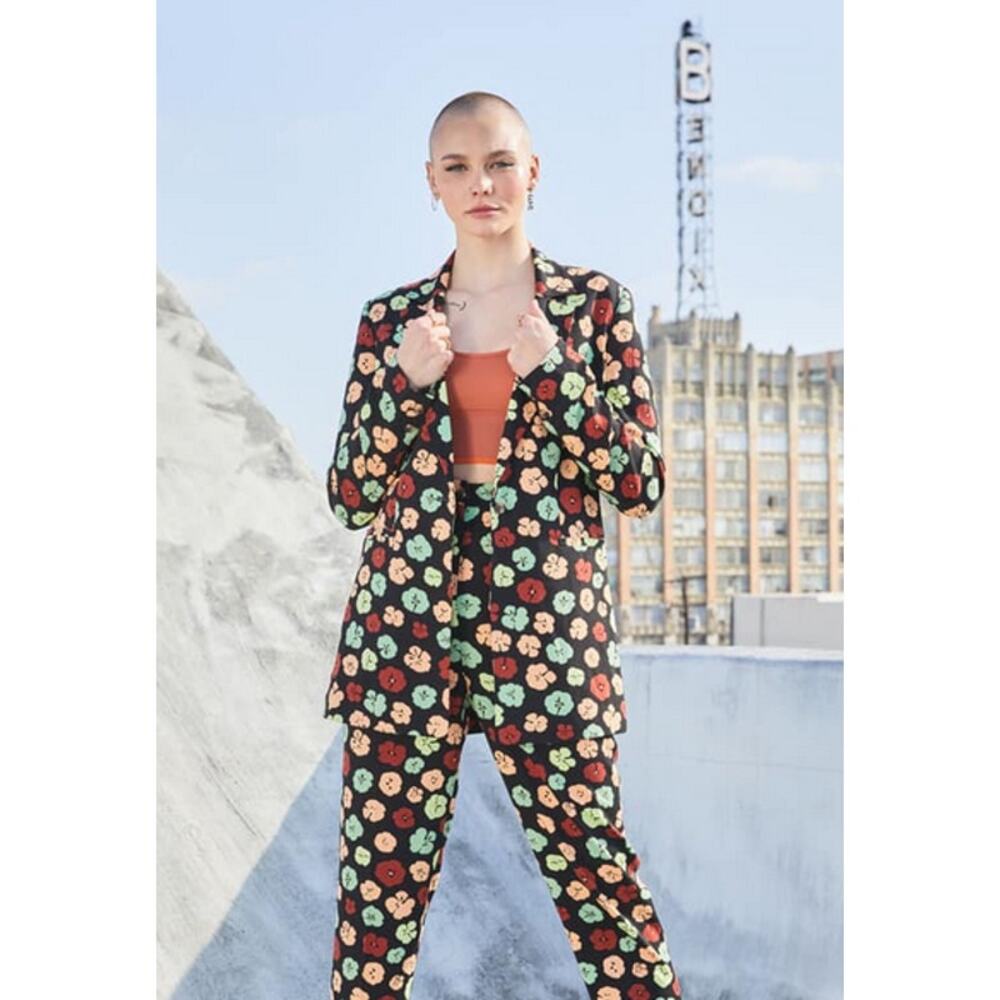 BP. x Wildfang Floral Long Sleeve Blazer Small Whimsical Spring Rockabilly